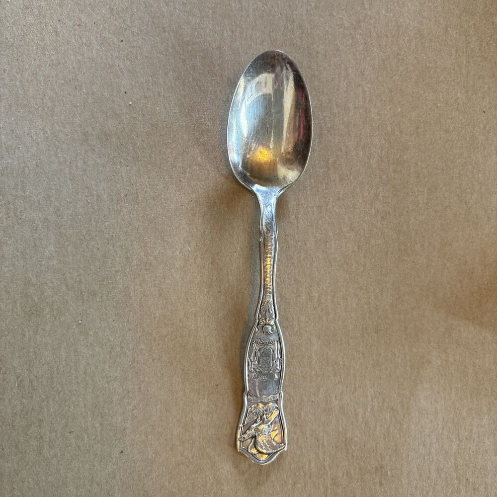 Rogers A1 1881 silver plated Wisconsin Spoon Eagle State Vintage Double Sided